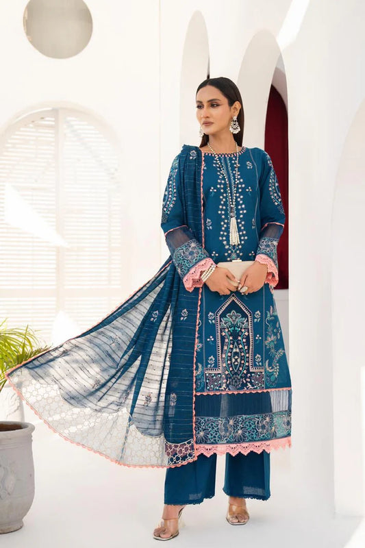 URAN-3PC LAWN EMBROIDERED SHIRT WITH LAWN EMBROIDERED READY TO WEAR DUPATTA-UR-2620