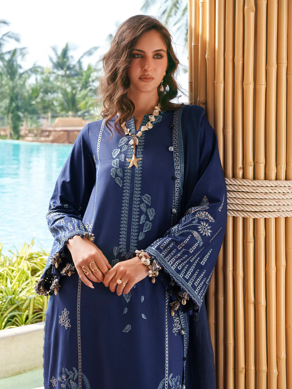 IZEL-3PC LAWN EMBROIDERED SHIRT WITH KHADDI NET EMB DUPATTA AND TROUSER