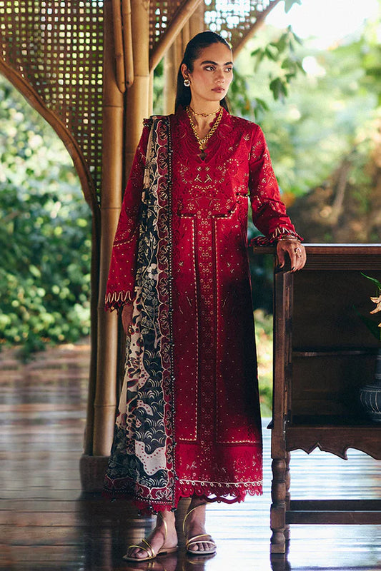 SUFFUSE-3PC LAWN EMBROIDERED SHIRT WITH CHIFFON PRINT DUPATTA AND EMB TROUSER-UR-4590
