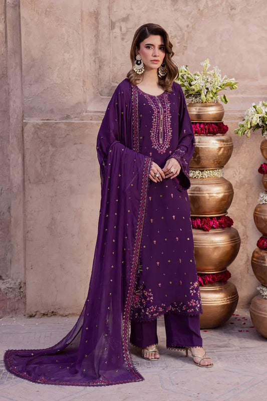 BATIK-3PIECE LAWN SEQUIN EMBROIDERED SHIRT WITH CHIFFON EMBROIDERED DUPATTA AND TROUSER-UR-4587