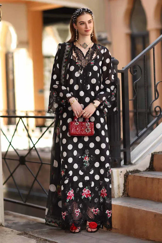 MARIA.B-3PC LAWN PRINTED EMB SHIRT WITH SILK PRINTED DUPATTA AND PRINTED TROUSER0-UR-578