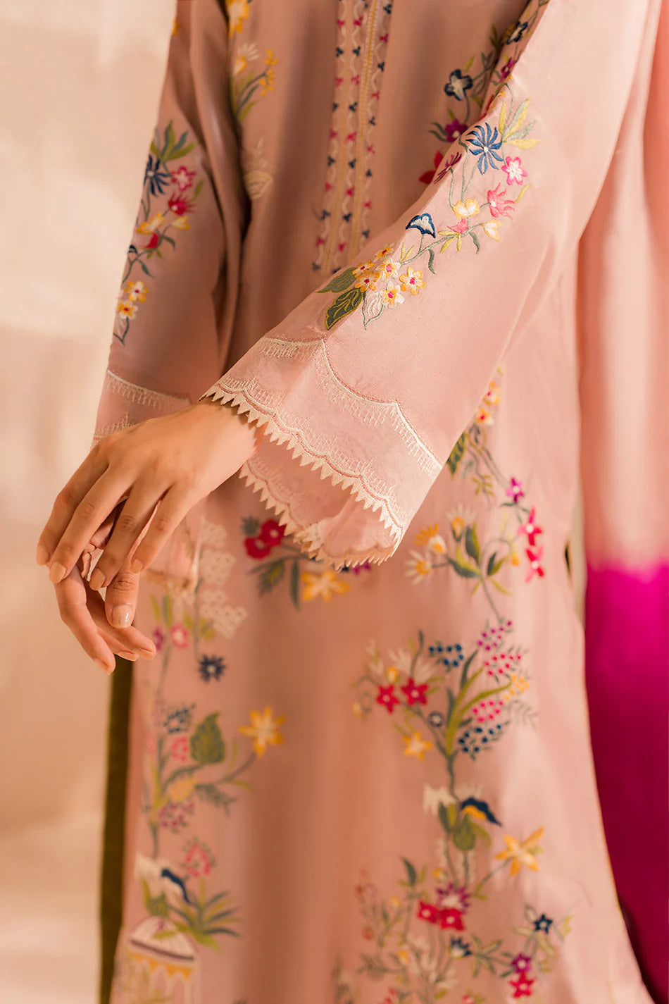 MIRANA-3PC LAWN EMBROIDERED SHIRT WITH CHIFFON TYE&DYE DUPATTA & TROUSER-UR-3574