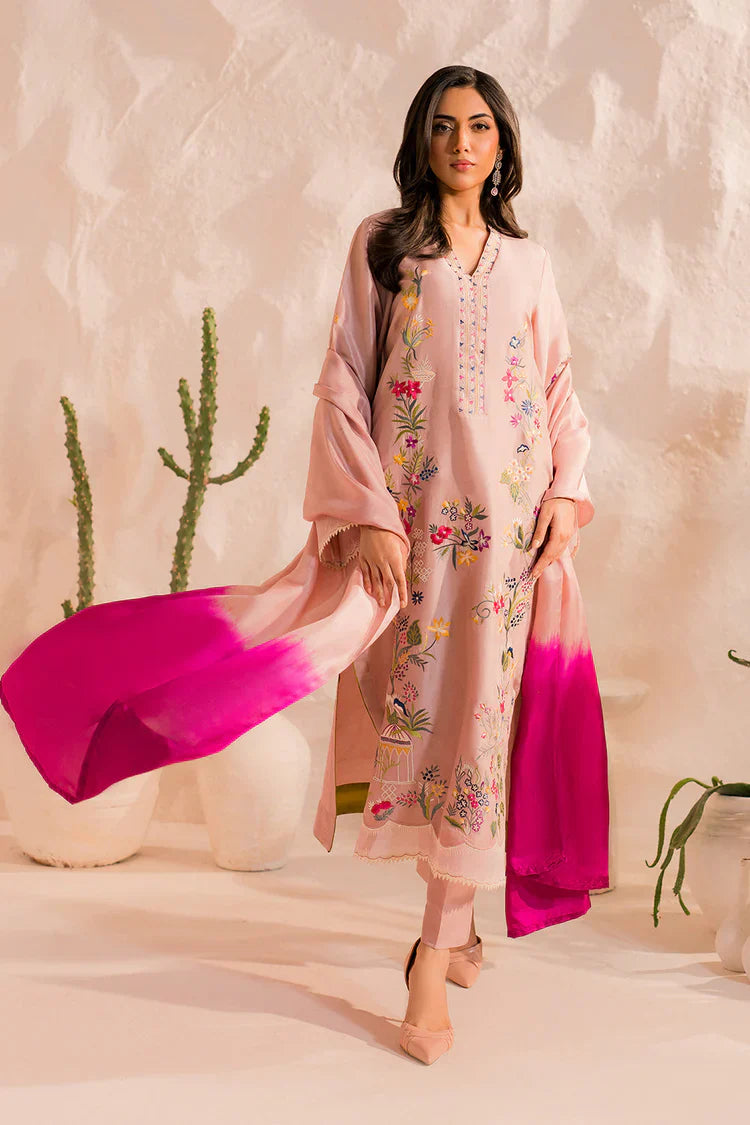 MIRANA-3PC LAWN EMBROIDERED SHIRT WITH CHIFFON TYE&DYE DUPATTA & TROUSER-UR-3574
