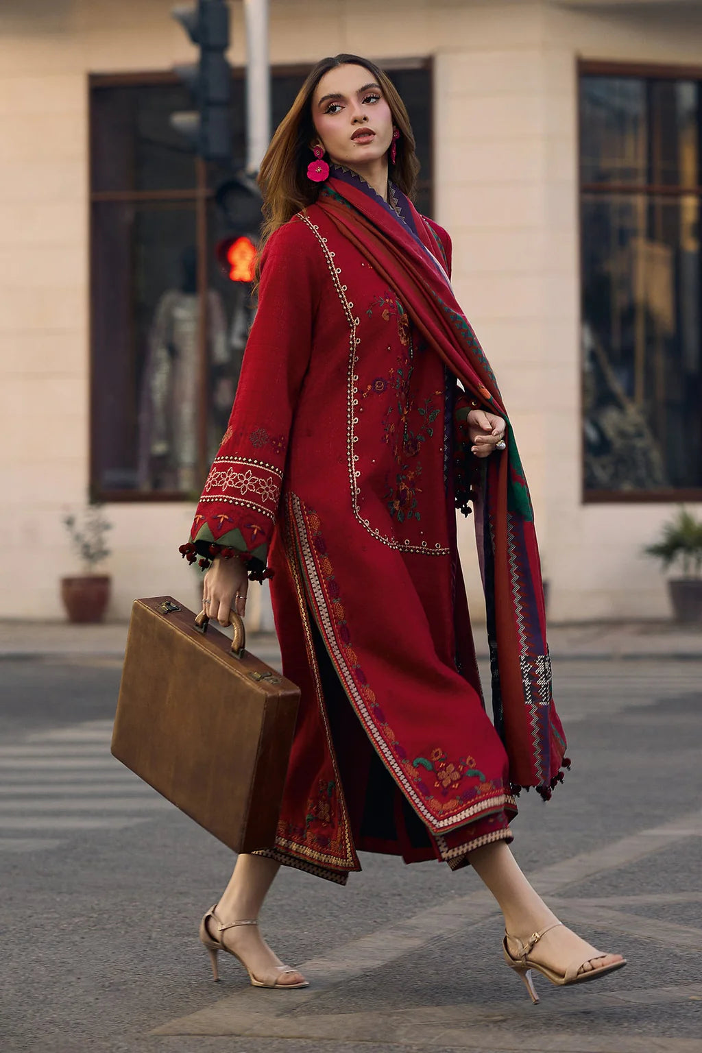 CHARIZMA-3PC LAWN EMBROIDERED SHIRT WITH CHIFFON PRINT DUPATTA AND EMB TROUSER-UR-3621