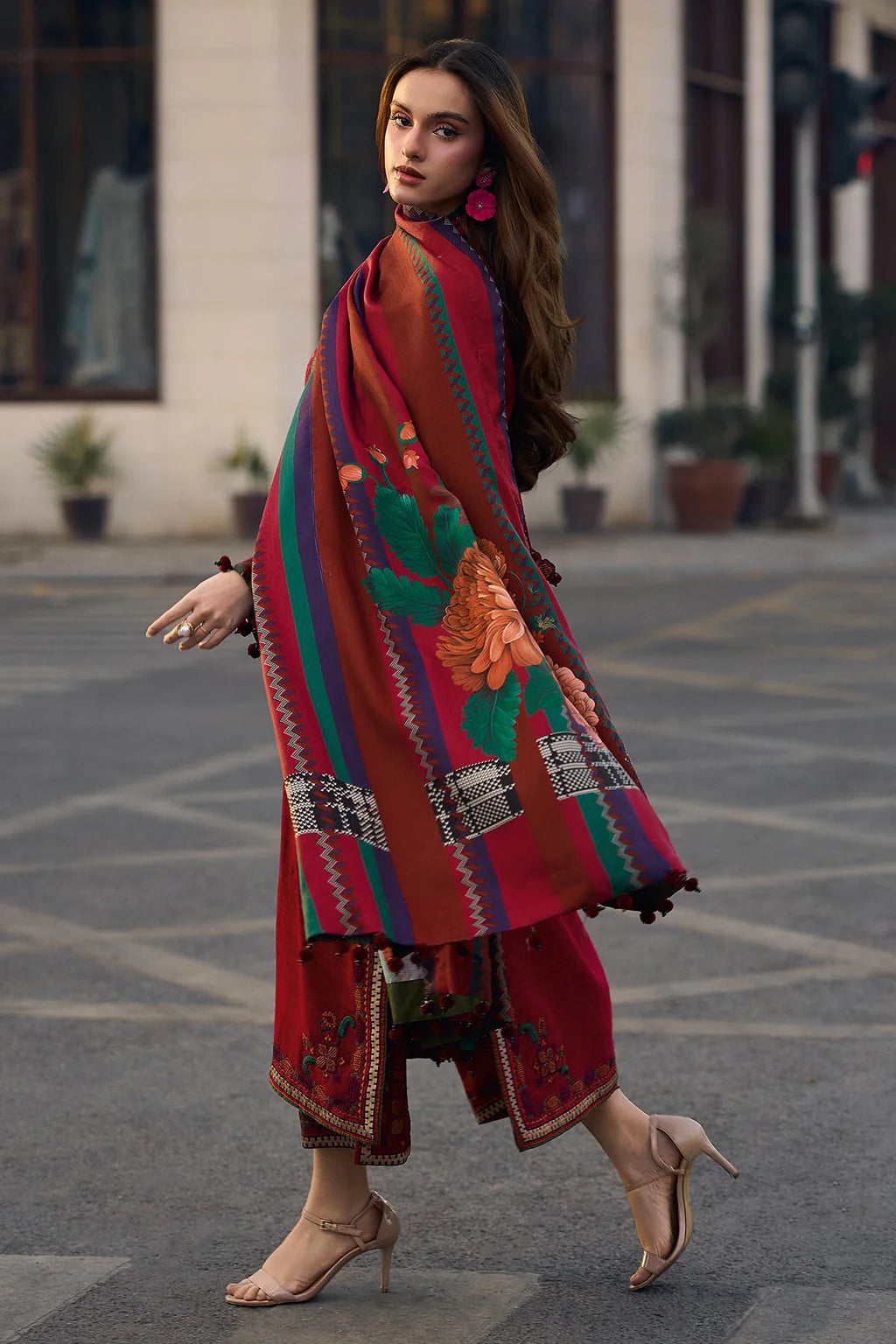 CHARIZMA-3PC LAWN EMBROIDERED SHIRT WITH CHIFFON PRINT DUPATTA AND EMB TROUSER-UR-3621