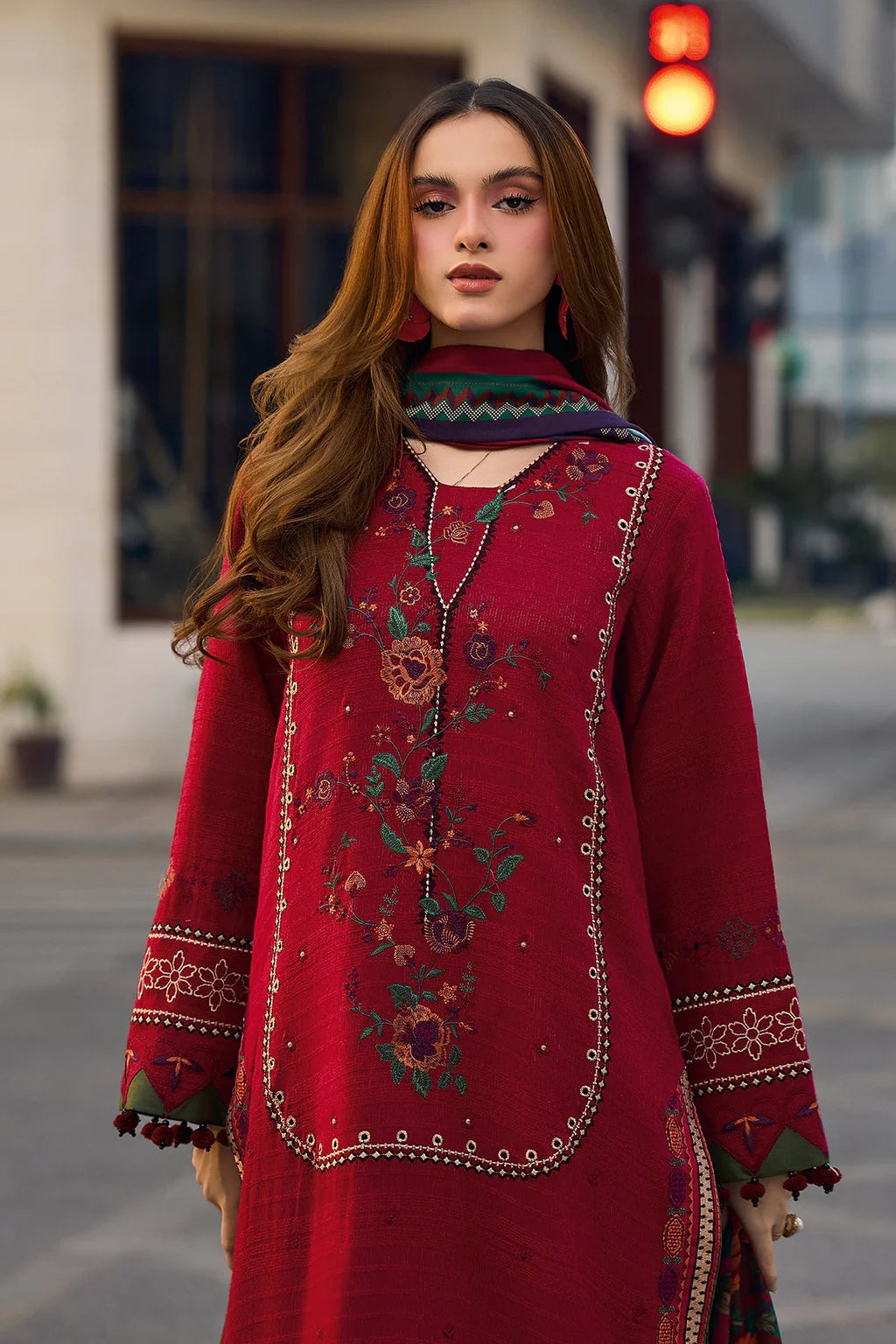 CHARIZMA-3PC LAWN EMBROIDERED SHIRT WITH CHIFFON PRINT DUPATTA AND EMB TROUSER-UR-3621