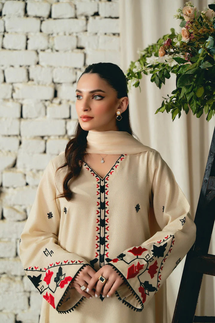 Asim Jofa-Lawn 3pc Embroidered Shirt With Bamber Chiffon Dupatta & Trouser-UR-2501