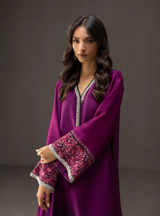 ZAINAB CHOTANI-3PC SHAMOZ SILK PRINT EMBROIDERED SHIRT WITH SOFT SILK PRINT DUPATTA & SILK TROUSER-UR-1904