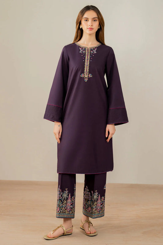 JAZMIN-2PC DHANAK EMBROIDERED SHIRT & EMBROIDERED TROUSER-UR-116