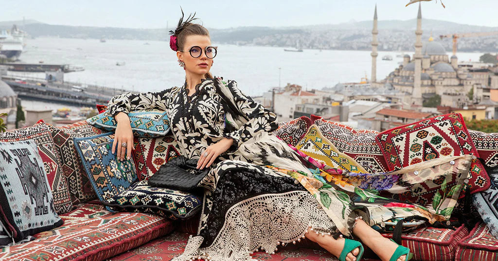 MARIA.B-3PC KHADDAR PRINTED EMB SHIRT WITH KHADDAR PRINTED DUPATTA AND PRINTED TROUSER-UR-1756