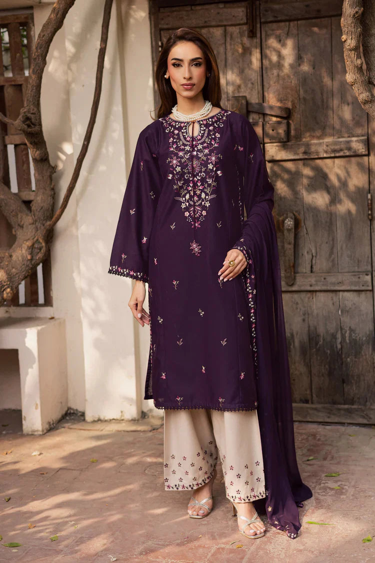 BATIK-3PC LAWN EMBROIDERED SHIRT WITH CHIFFON EMBROIDERED DUPATTA AND EMB TROUSE-UR-3672