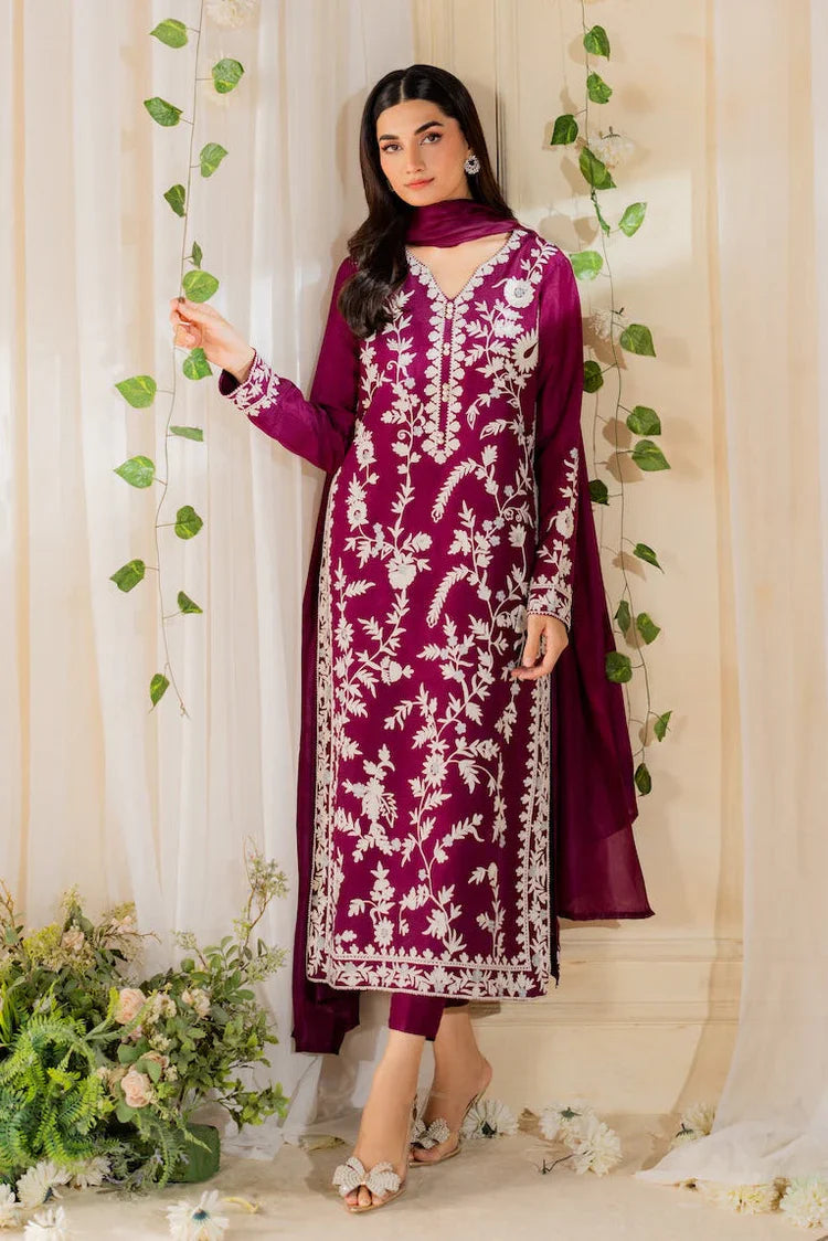 MIRANA-3PC LAWN EMBROIDERED SHIRT WITH BAMBER CHIFFON DUPATTA AND TROUSER-UR-3629
