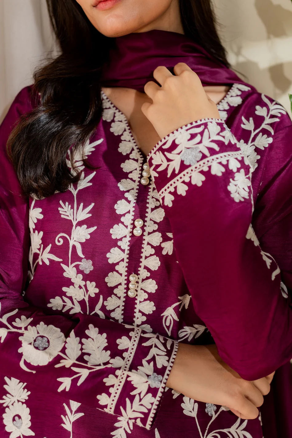 MIRANA-3PC LAWN EMBROIDERED SHIRT WITH BAMBER CHIFFON DUPATTA AND TROUSER-UR-3629