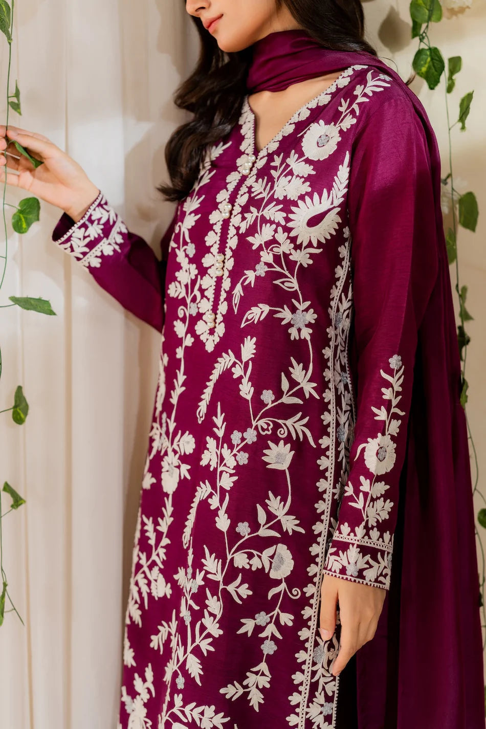 MIRANA-3PC LAWN EMBROIDERED SHIRT WITH BAMBER CHIFFON DUPATTA AND TROUSER-UR-3629