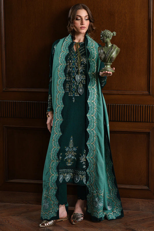 BATIK-3PC KARANDI EMBROIDERED SHIRT WITH DHANAK EMBROIDERED SHAWL AND TROUSER-UR-4086