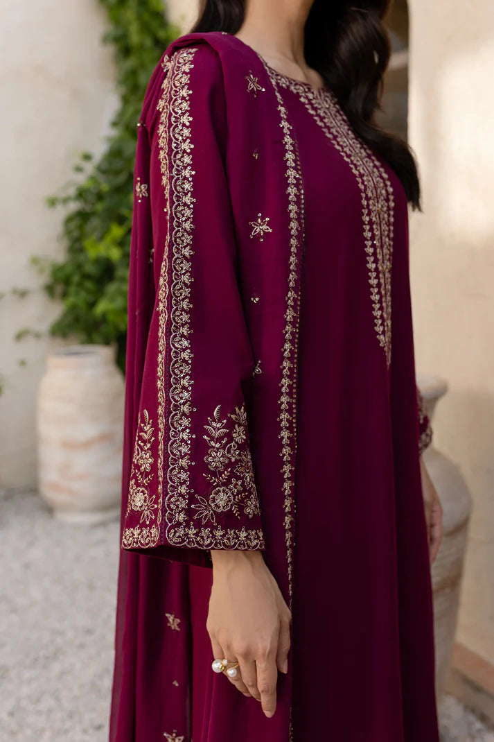 BATIK-3PC LAWN EMBROIDERED SHIRT WITH BAMBER CHIFFON EMBROIDERED DUPATTA AND TROUSER-UR-2687