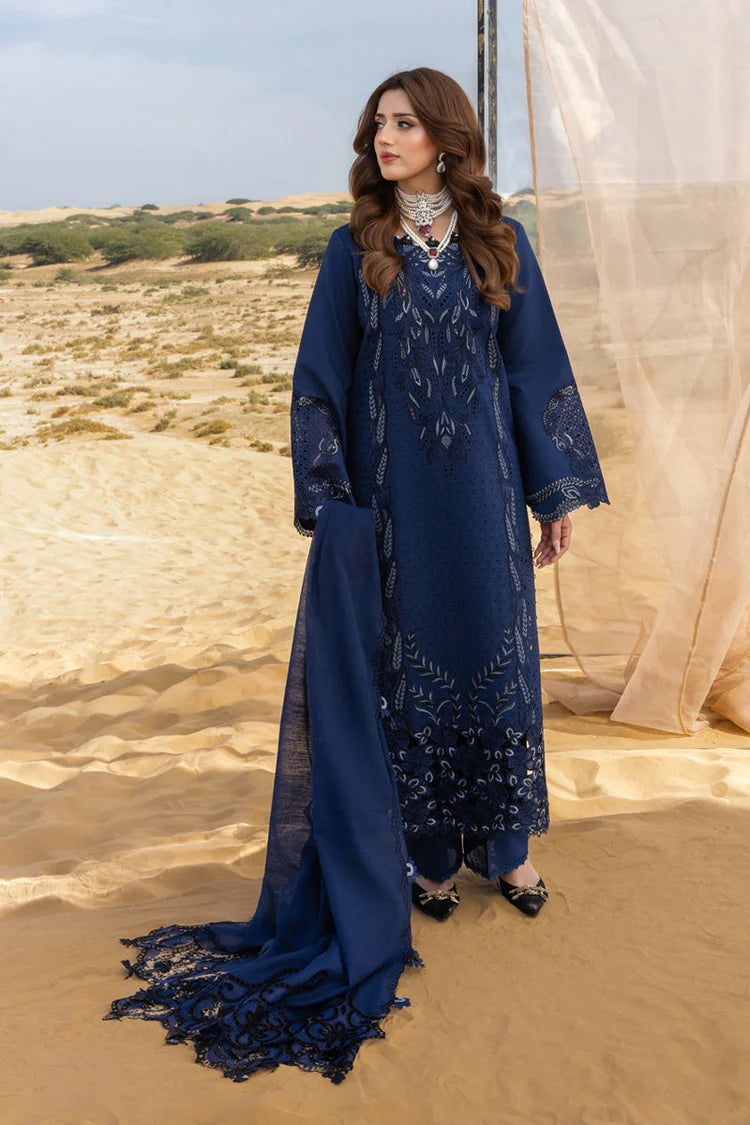 RANG RASIYA-3PC LAWN LASERCUTWORK EMBROIDERED SHIRT WITH KHAADI NET EMBROIDERED DUPATTA AND TROUSER-UR-3690