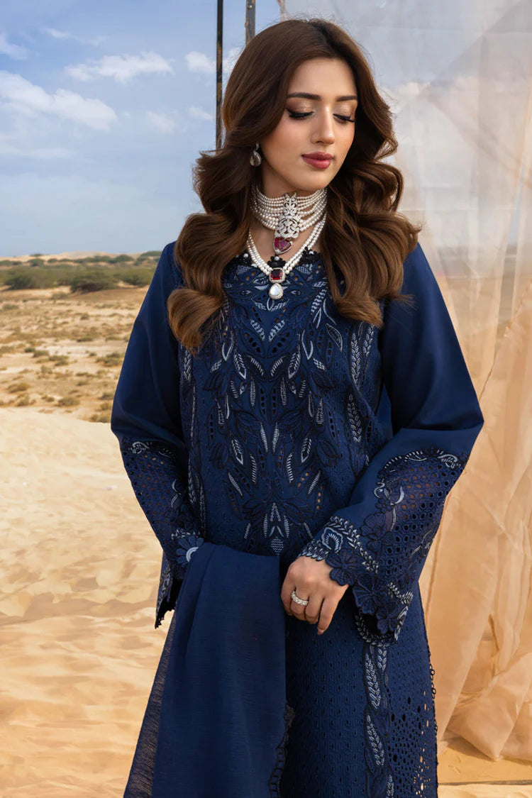 RANG RASIYA-3PC LAWN LASERCUTWORK EMBROIDERED SHIRT WITH KHAADI NET EMBROIDERED DUPATTA AND TROUSER-UR-3690