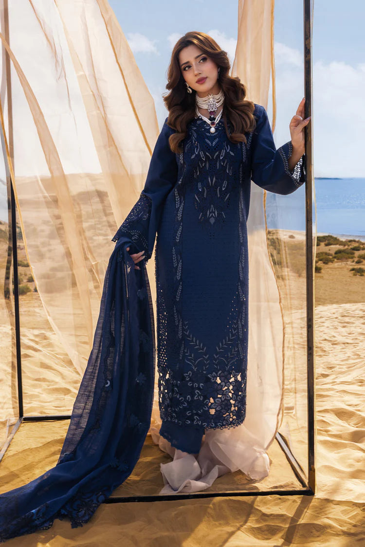 RANG RASIYA-3PC LAWN LASERCUTWORK EMBROIDERED SHIRT WITH KHAADI NET EMBROIDERED DUPATTA AND TROUSER-UR-3690