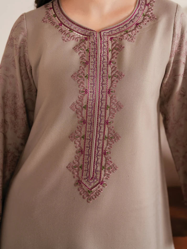 GARNET-3PC LAWN EMBROIDERED SHIRT WITH MONARK PRINT DUPATTA AND TROUSER-UR-2585