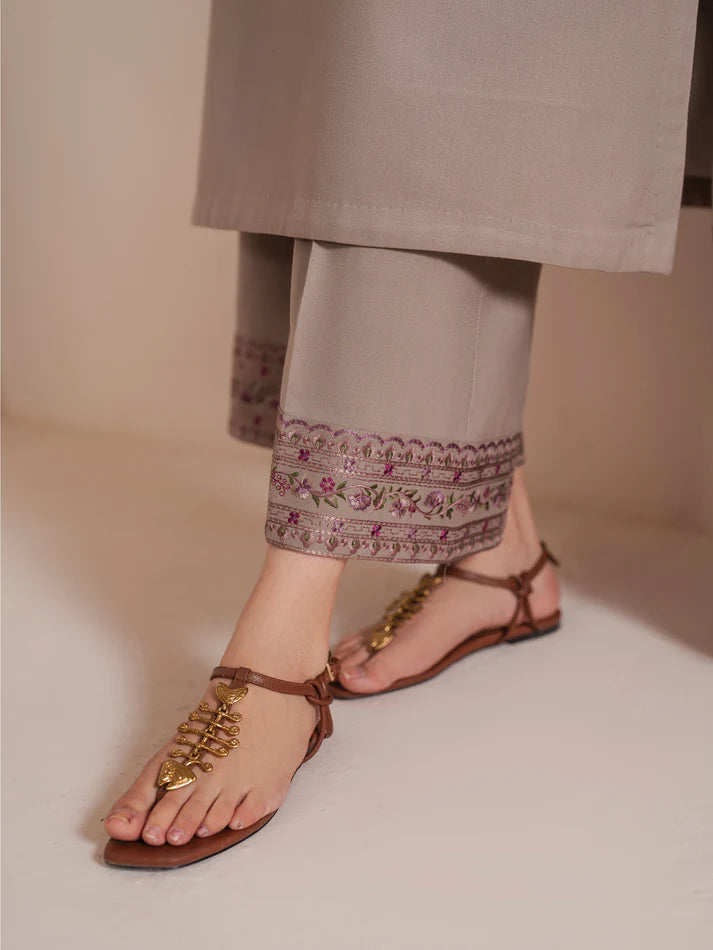 GARNET-3PC LAWN EMBROIDERED SHIRT WITH MONARK PRINT DUPATTA AND TROUSER-UR-2585