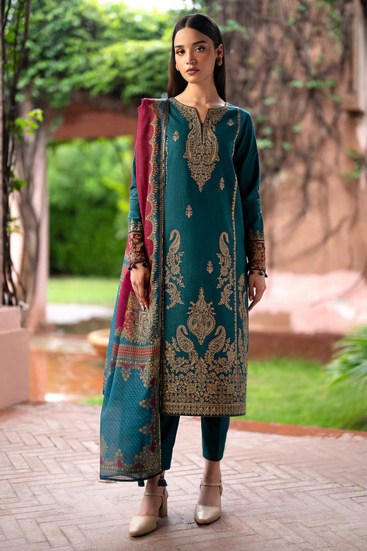 JAZMIN- 3PC LAWN EMBROIDERED SHIRT WITH MONARK PRINT DUPATTA AND TROUSER-UR-2547