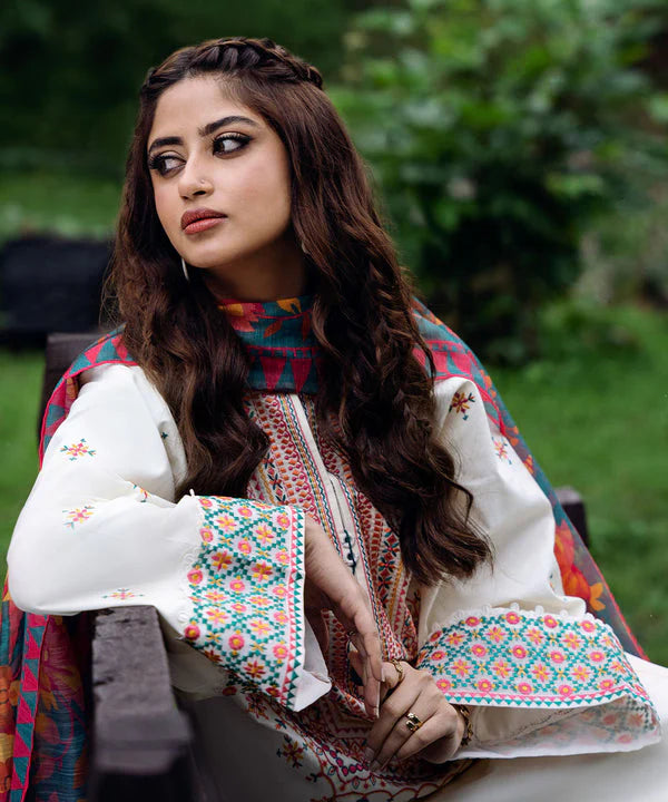 SAPPHIRE-LAWN 3PC-EMBROIDERED SHIRT WITH MONARK PRINT DUPATTA & TROUSER-2513