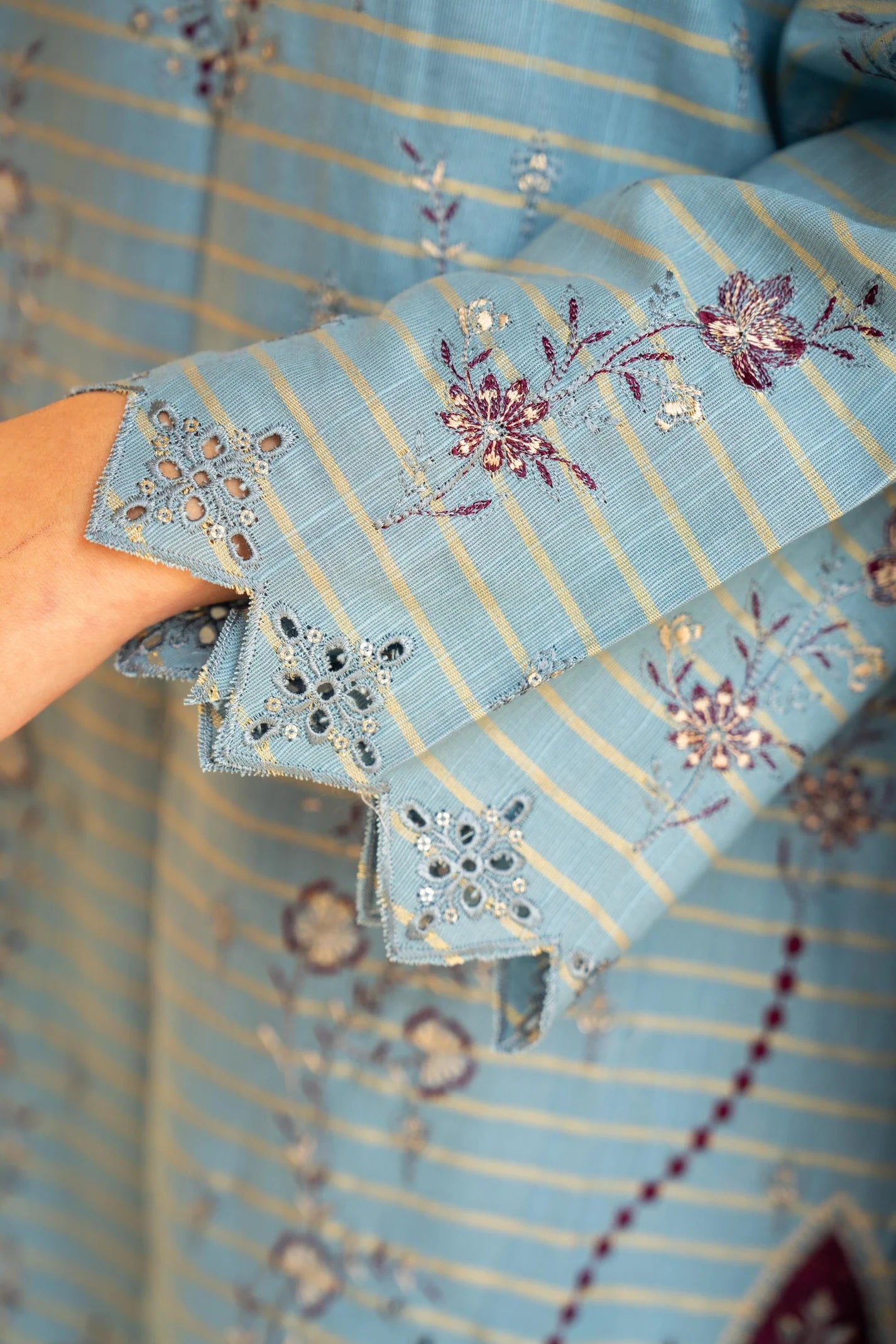 TANA BANA-3PC KHADDAR EMBROIDERED SHIRT WITH VELVET EMBROIDERED READY TO WEAR SHAWL-TBF-1001
