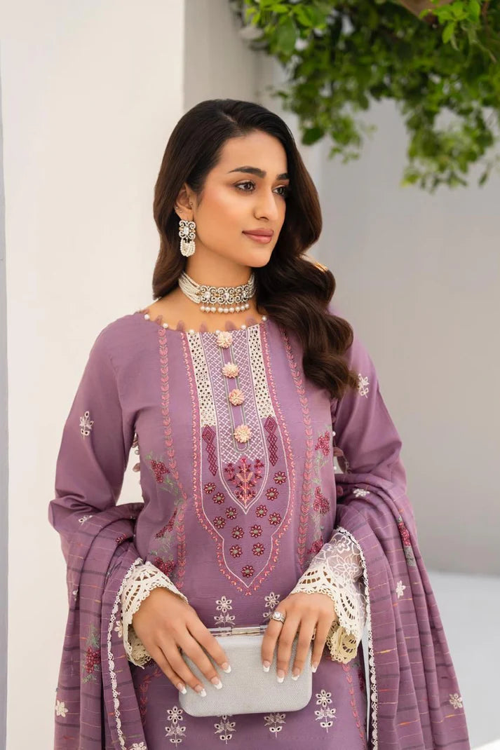 URAN-3PC LAWN EMBROIDERED SHIRT WITH LAWN EMBROIDERED READY TO WEAR DUPATTA-UR-2613
