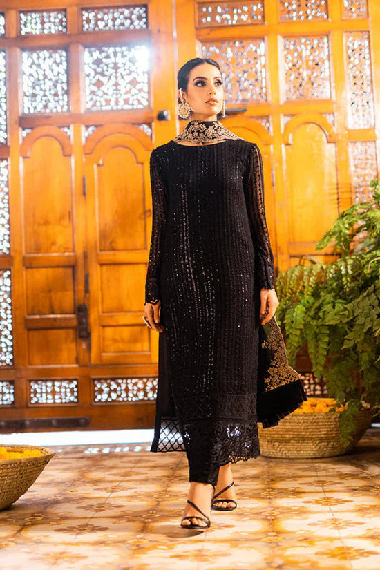 AZURE-3PC LAWN EMBROIDERED SHIRT WITH CHIFFOON EMBROIDERED DUPATTA AND EMB TROUSER-UR-3626