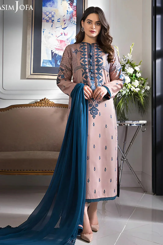 ASIM JOFA 3PC LAWN EMBROIDERED SHIRT WITH BAMBER CHIFFON DUPATTA-UR-2508