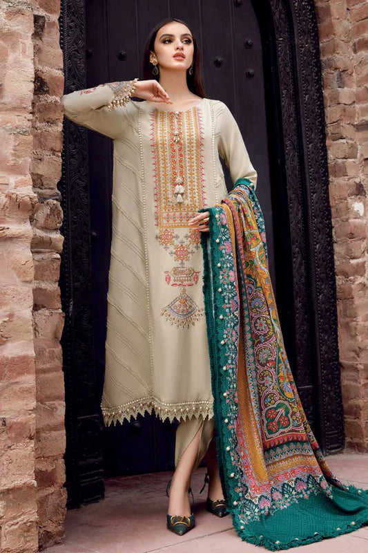 MARIA B- 3PC LAWN EMBROIDERED SHIRT WITH MONARK PRINTED DUPATTA AND TROUSER-UR-2545