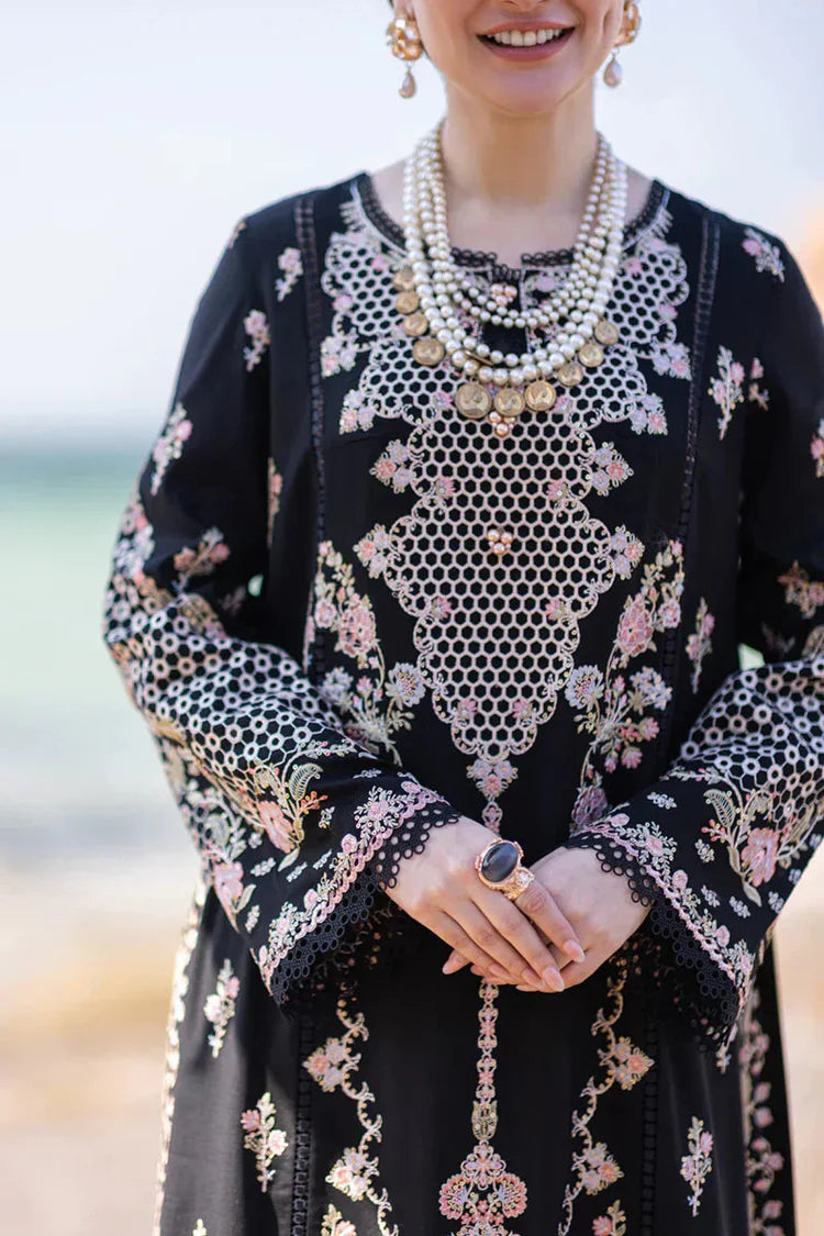 QALAMQAR-3PC LAWN EMBROIDERED SHIRT WITH CHIFFOON EMBROIDERED PRINT DUPATTA AND EMB TROUSER-UR-3523