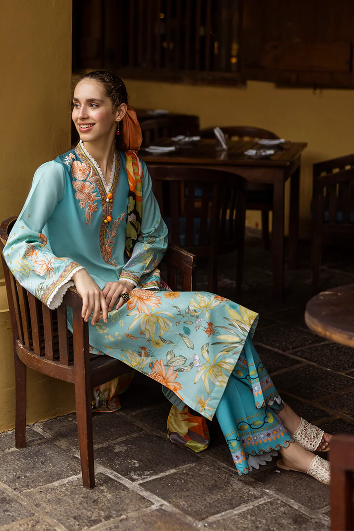 MUSHQ-3PC LAWN PRINTED SHIRT WITH CHIFFON PRINT DUPATTA AND PRINT TROUSER-UR-2809