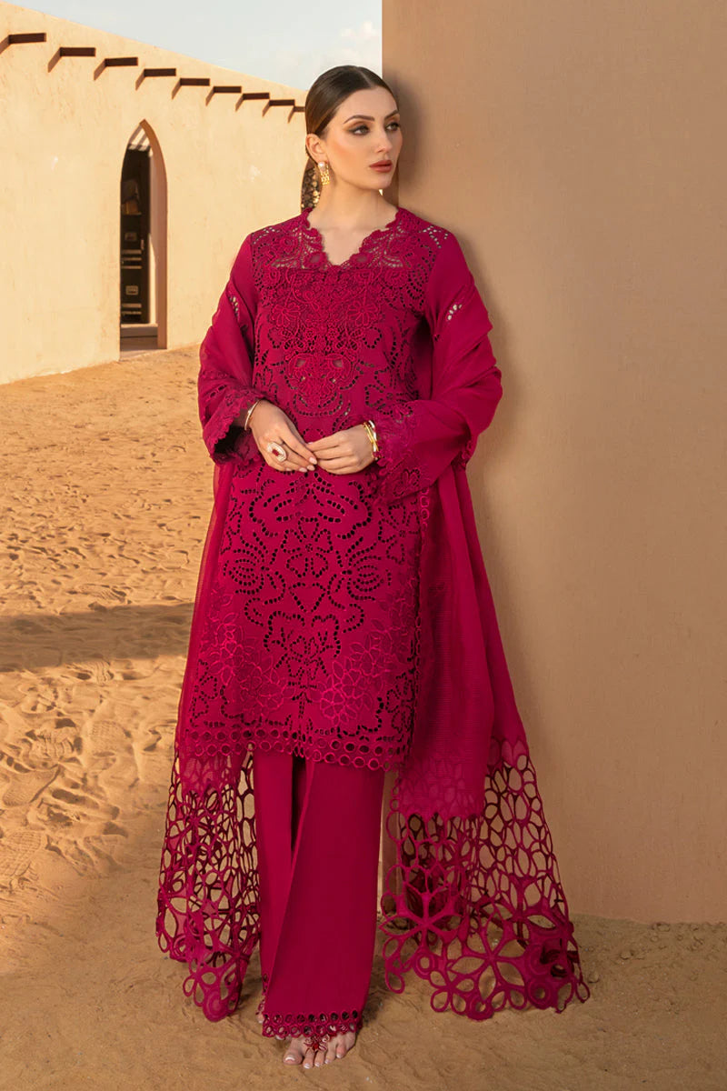 RANG RASIYA-CHIKAN KARI 3PC EMBROIDERED LAWN SHIRT WITH ORGANZA EMBROIDERED DUPATTA AND TROUSER-UR-2527