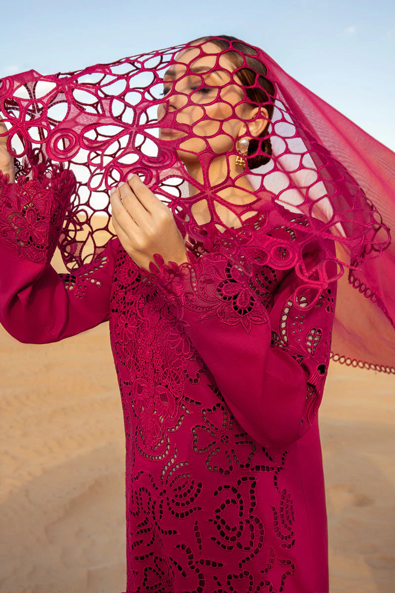 RANG RASIYA-CHIKAN KARI 3PC EMBROIDERED LAWN SHIRT WITH ORGANZA EMBROIDERED DUPATTA AND TROUSER-UR-2527