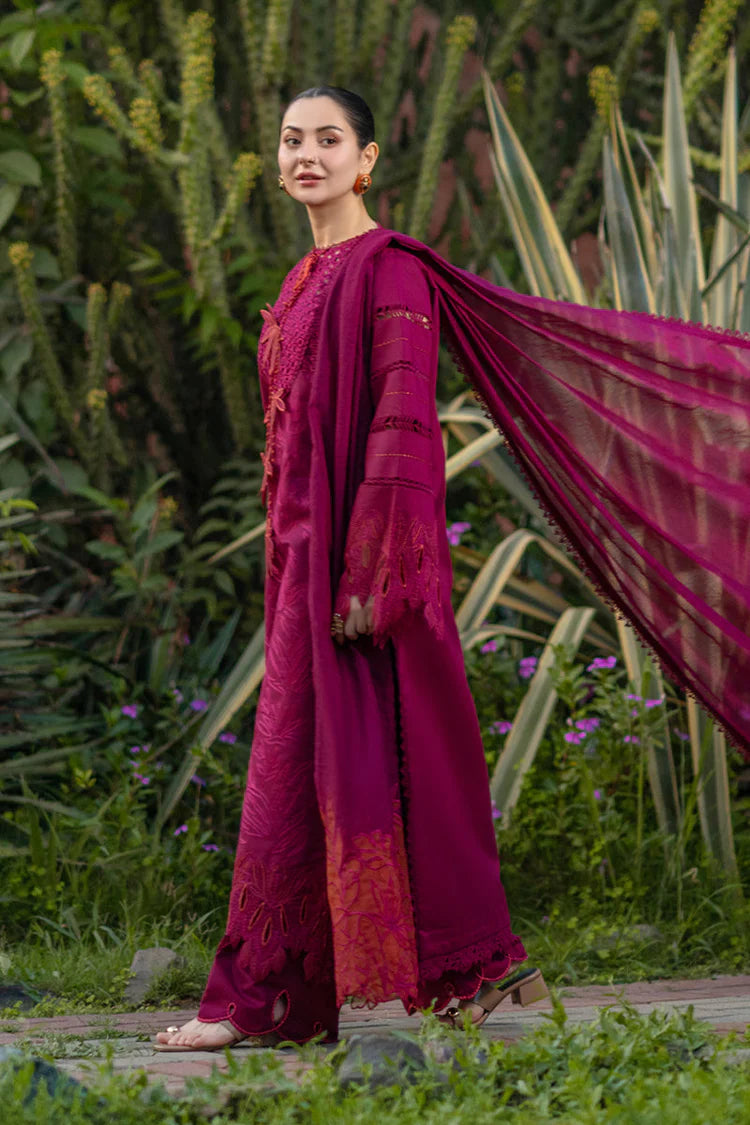 RANG RASIYA-3PC LAWN CHIKAN EMBROIDERED SHIRT WITH KHADDI NET EMB DUPATTA AND EMB TROUSER-UR-4589