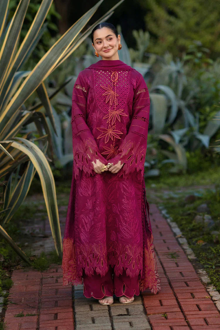 RANG RASIYA-3PC LAWN CHIKAN EMBROIDERED SHIRT WITH KHADDI NET EMB DUPATTA AND EMB TROUSER-UR-4589