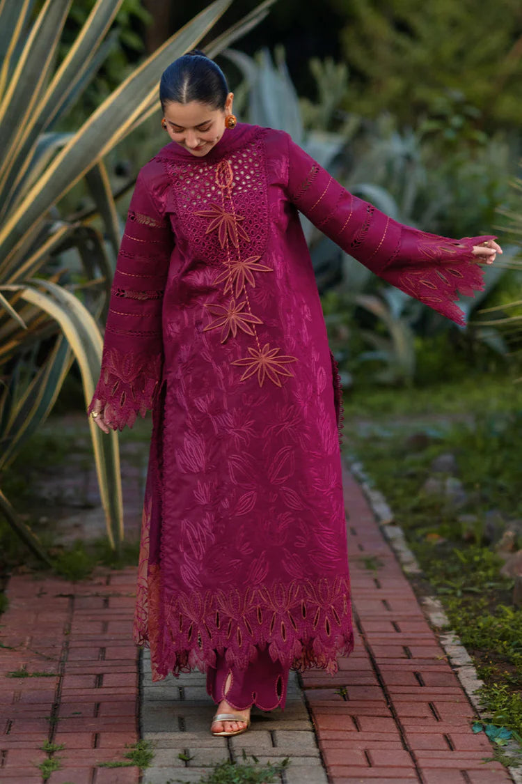 RANG RASIYA-3PC LAWN CHIKAN EMBROIDERED SHIRT WITH KHADDI NET EMB DUPATTA AND EMB TROUSER-UR-4589