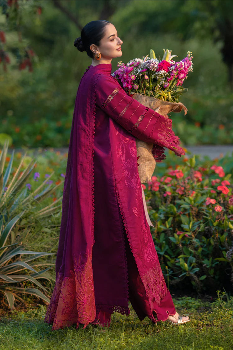 RANG RASIYA-3PC LAWN CHIKAN EMBROIDERED SHIRT WITH KHADDI NET EMB DUPATTA AND EMB TROUSER-UR-4589