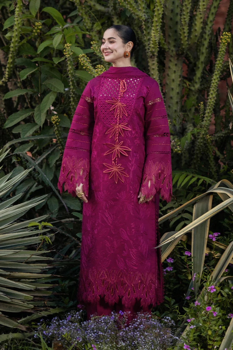 RANG RASIYA-3PC LAWN CHIKAN EMBROIDERED SHIRT WITH KHADDI NET EMB DUPATTA AND EMB TROUSER-UR-4589