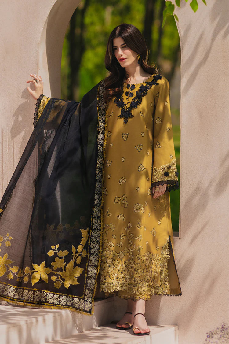 RANG RASIYA-3PC LAWN EMBROIDERED SHIRT WITH SILK PRINTED DUPATTA AND TROUSER-UR-4501
