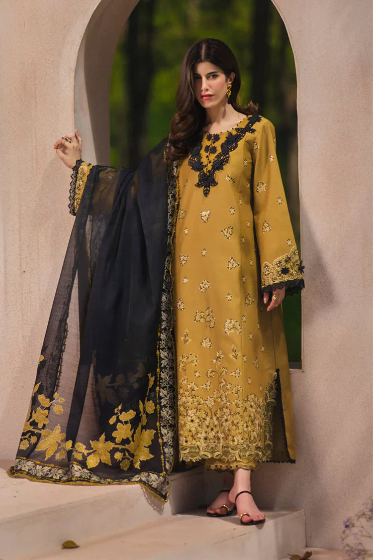 RANG RASIYA-3PC LAWN EMBROIDERED SHIRT WITH SILK PRINTED DUPATTA AND TROUSER-UR-4501