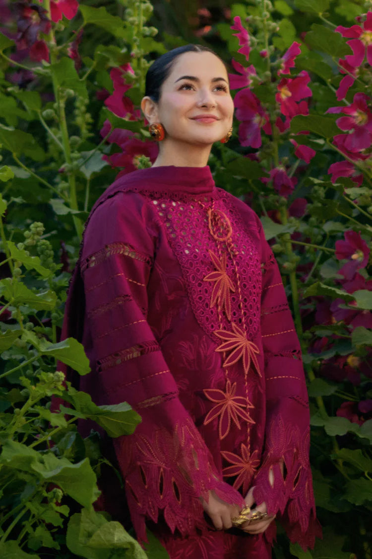 RANG RASIYA-3PC LAWN CHIKAN EMBROIDERED SHIRT WITH KHADDI NET EMB DUPATTA AND EMB TROUSER-UR-4589