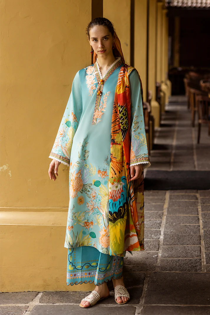 MUSHQ-3PC LAWN PRINTED SHIRT WITH CHIFFON PRINT DUPATTA AND PRINT TROUSER-UR-2809