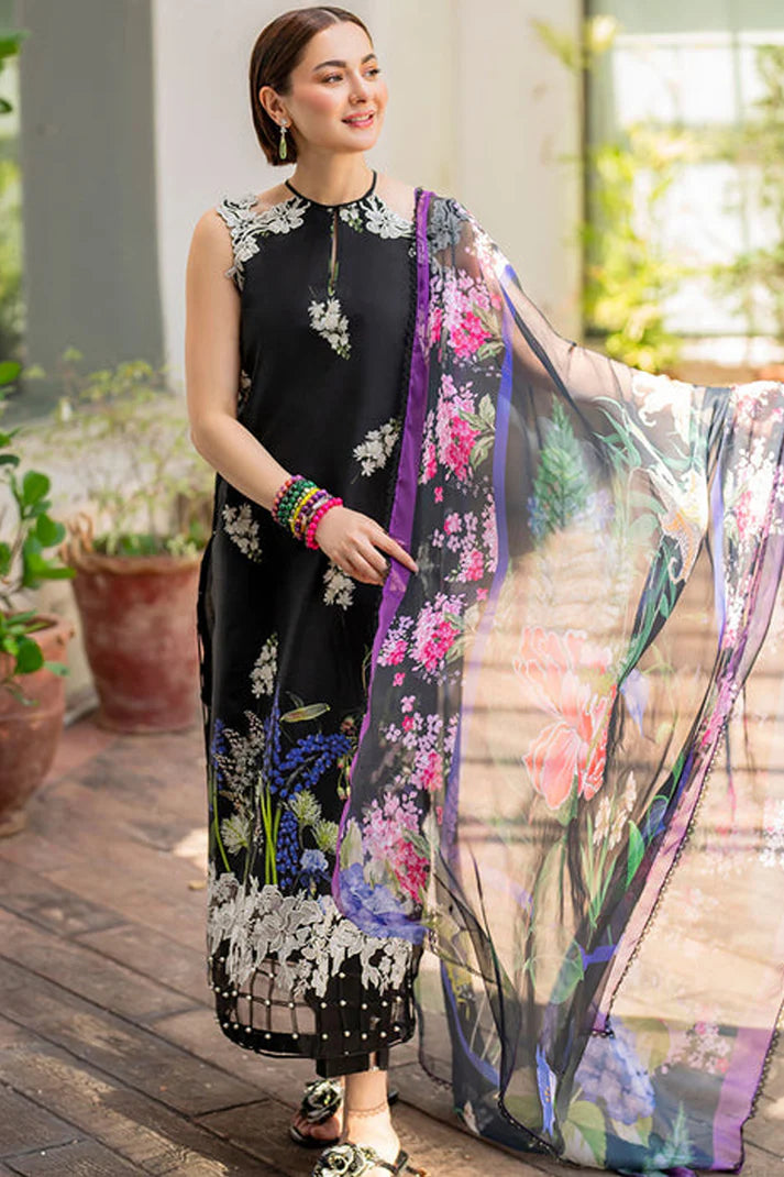 ASIFA NABEEL-3PC LAWN PRINT EMBROIDERED SHIRT WITH CHIFFON PRINT DUPATTA AND PRINT TROUSER-UR-013