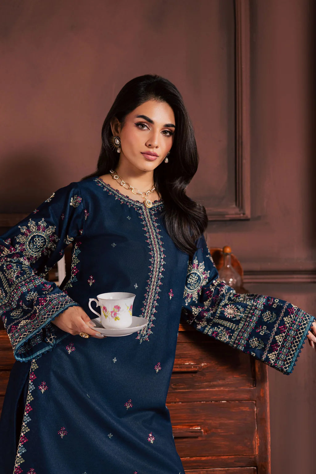 BATIK-2PIECE LAWN SEQUIN EMB SHIRT WITH LAWN EMB SLEEVES-UR-221