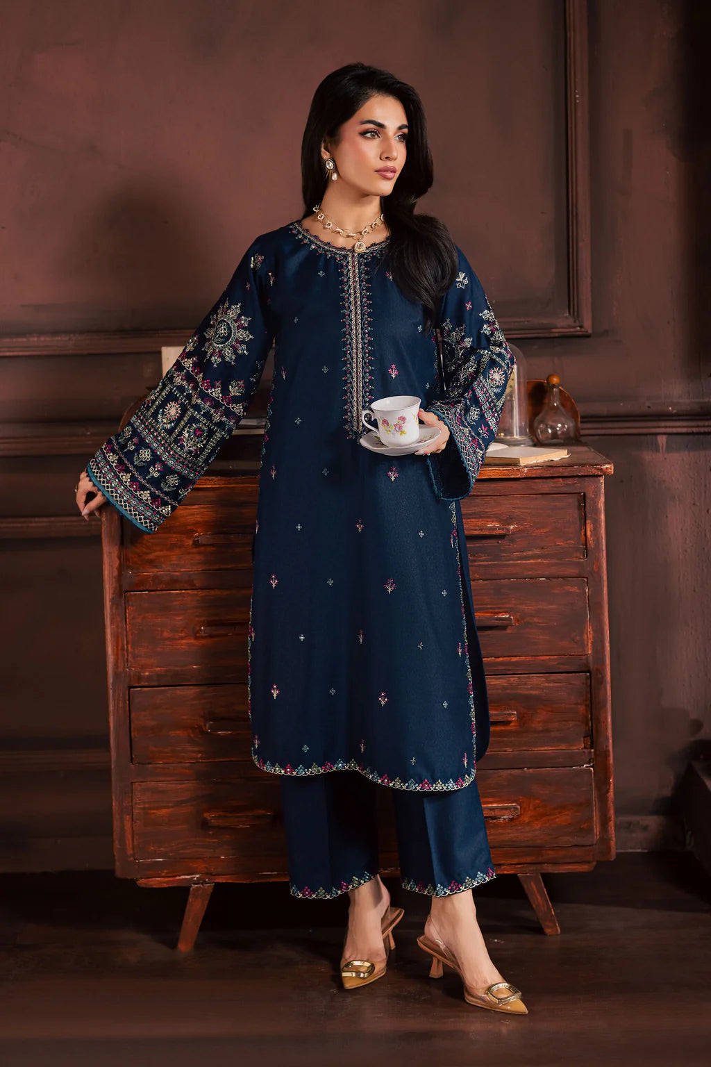 BATIK-2PIECE LAWN SEQUIN EMB SHIRT WITH LAWN EMB SLEEVES-UR-221