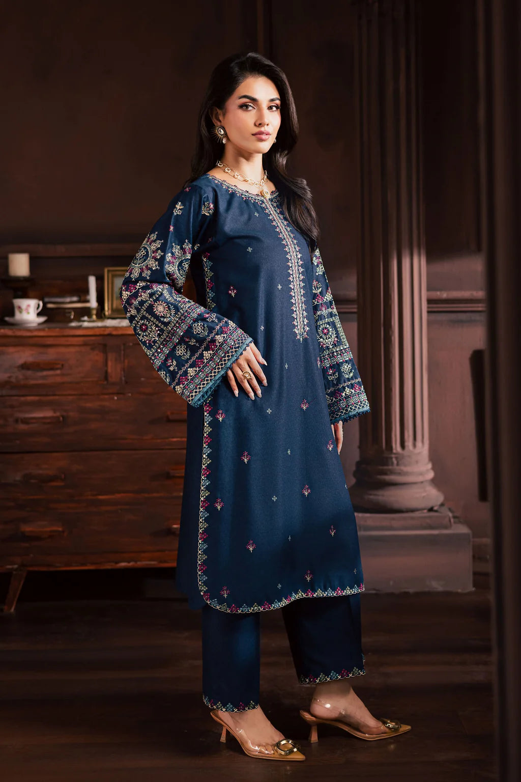 BATIK-2PIECE LAWN SEQUIN EMB SHIRT WITH LAWN EMB SLEEVES-UR-221
