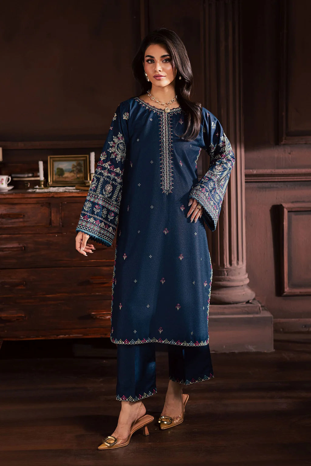 BATIK-2PIECE LAWN SEQUIN EMB SHIRT WITH LAWN EMB SLEEVES-UR-221